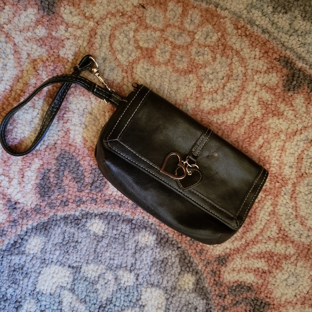 Cute Black Heart Wristlet Clutch